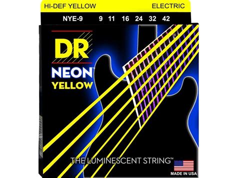 Dr Hi Def Neon Yellow Coloured Electric Guitar Strings 9 42 Cookes