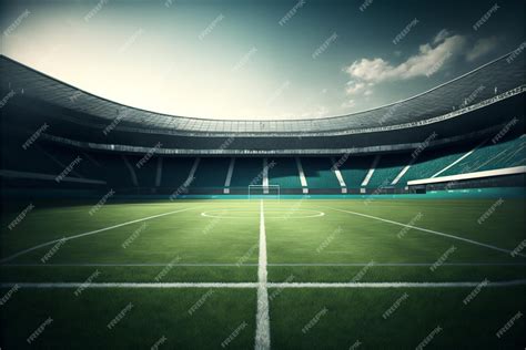 Premium AI Image | an empty stadium with a soccer field and a soccer field with a stadium in the ...