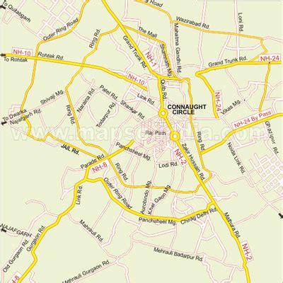 Delhi Road Map - Road Map of Delhi - Delhi City Road Map - Road Network Map