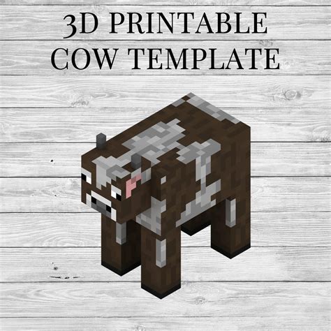 Minecraft Cow - 3D Printable Minecraft Cow Papercraft Template