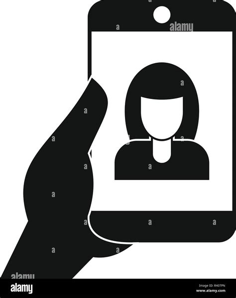 Woman Take Selfie Smartphone Icon Simple Illustration Of Woman Take