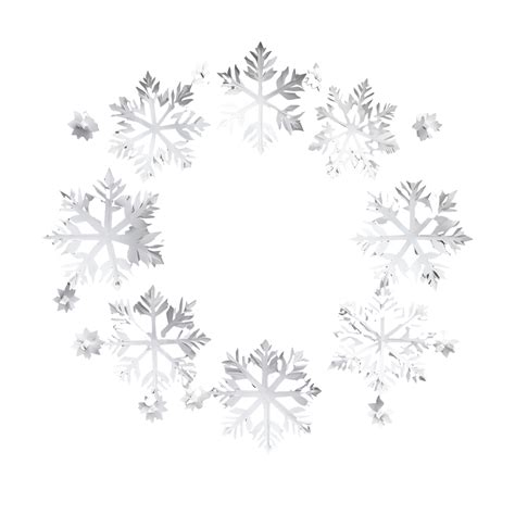 Christmas Composition White Snow Flakes Wreath Decorations On Gray