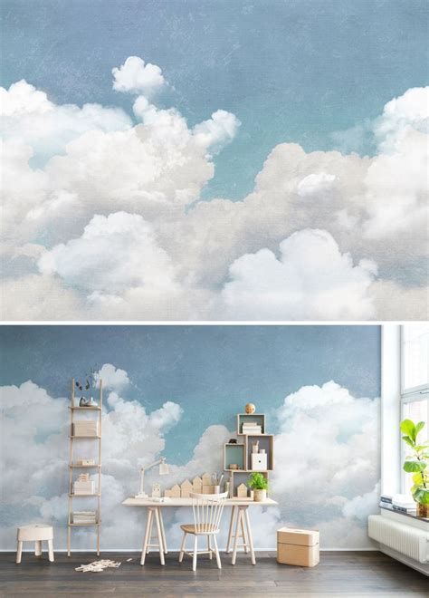 Cuddle Clouds Wall Murals Retro Vintage And Cloud