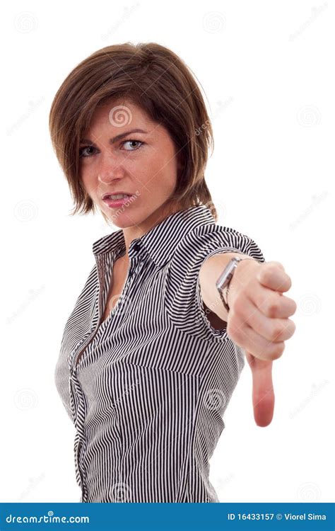 Business Woman Gesturing Thumbs Down Stock Image Image Of White