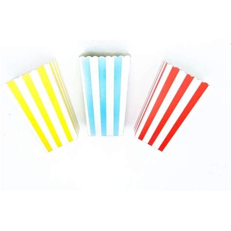 Lot De 12 Mini Boîtes À Popcorn En Carton 7 X 115 Cm Jaune Bleu