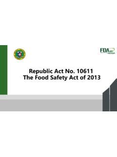 Republic Act No The Food Safety Act Of Republic Act No