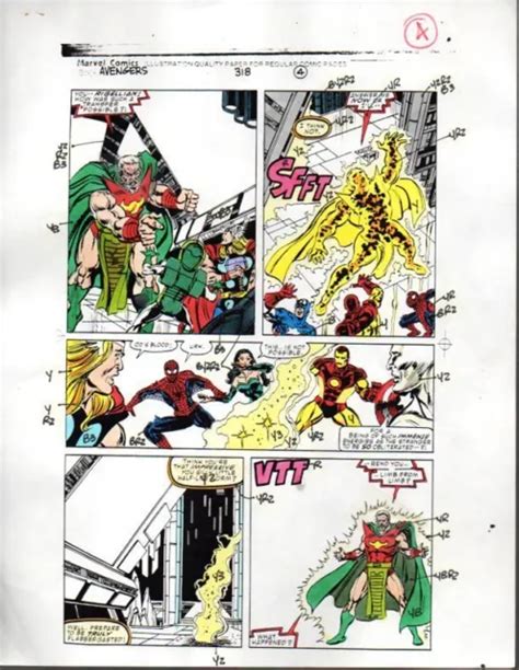 ORIGINAL 1990 AVENGERS Color Guide Art Iron Man Spider Man Thor