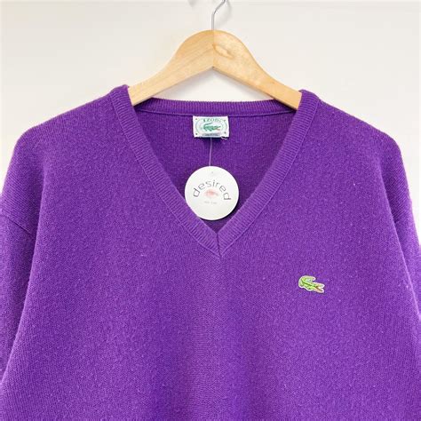 Vintage 90s Lacoste Purple Sweater Made In Depop