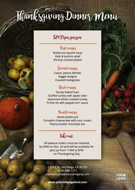 Thanksgiving Menu Free Template In Psd Artofit