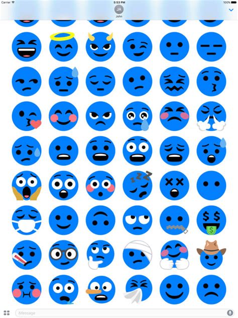 App Shopper: Bluemoji - Blue emoji faces stickers (Stickers)