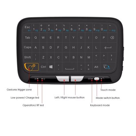 H18 Mini Teclado Sem Fio De Tela Cheia Backlight Touchpad Mouse Ar Ir