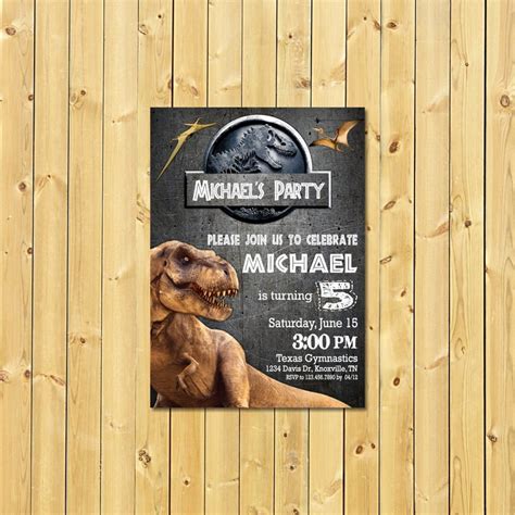 Jurassic World Invitation Jurassic Park Birthday Invitation Etsy