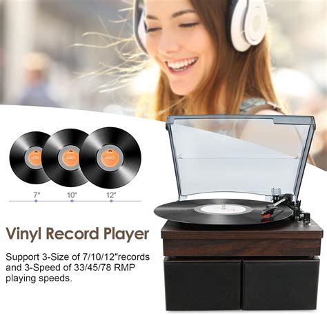 Buy Record Player for Vinyl with Speakers, 3-Speed Vinyl Record Player with Dual Stereo Speakers ...