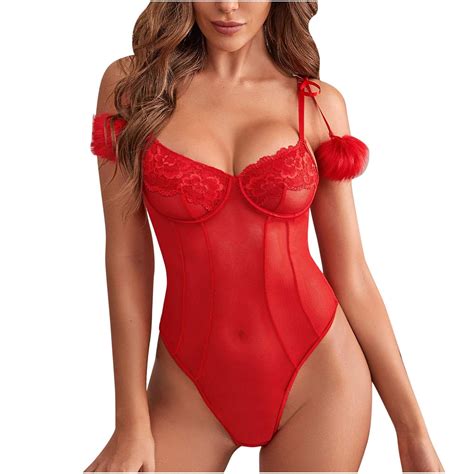 Women Sexy Lingerie Corset Lace Underwire Bodysuit V Neck Cut Out One Piece Babydoll Amazon In