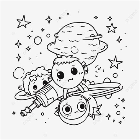 Space Coloring Pages For Kids Star Kids Vector, Basic Simple Cute ...