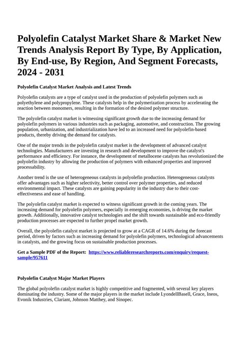 Reportprime Polyolefin Catalyst Market Share Market New Trends