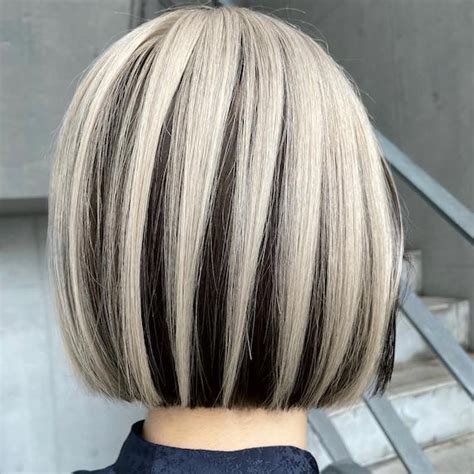 Jet Black Hair With Platinum Blonde Highlights