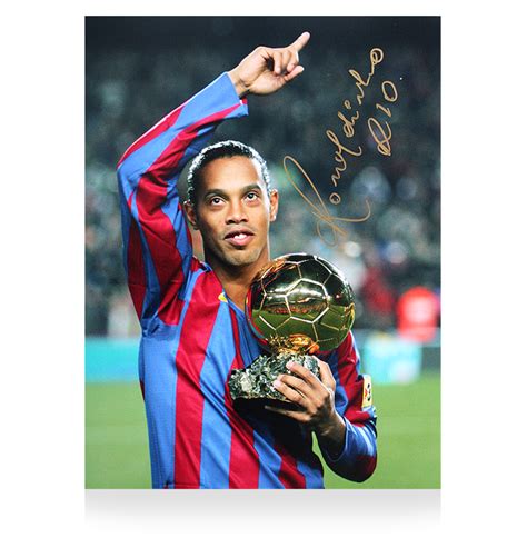 Ronaldinho Signed Barcelona Photo: 2005 Ballon d'Or Winner