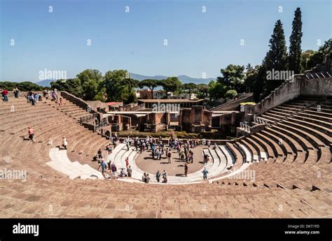 view of the ruins of roman Theater in Pompeii, Italy Stock Photo - Alamy