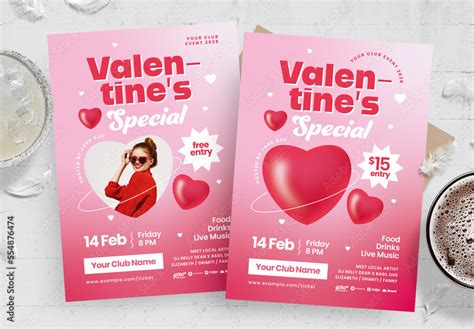 Valentine's Day Flyer Template Stock Template | Adobe Stock