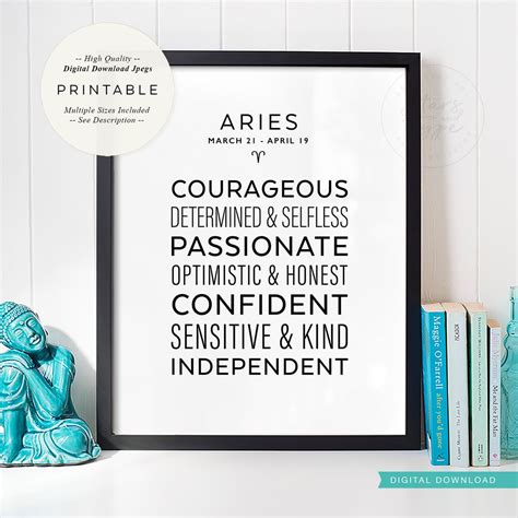 Aries Star Sign, Zodiac Meanings, PRINTABLE Wall Art, Sign ...