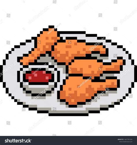 vector pixel art chicken batter fried isolated cartoon #Ad , #Sponsored, #art#chicken#vector# ...