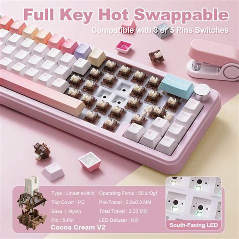 YUNZII B68 Wireless Mechanical Keyboard RGB Backlit NKRO Tri Mode BT5 0 2 4GHz USB C Hot
