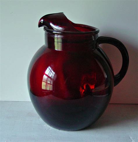 Vintage Ruby Red Glass Pitcher Serving Pitcher Free Nude Porn Photos