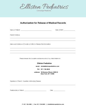 Fillable Online Authorization For The Release Of Medical Records To