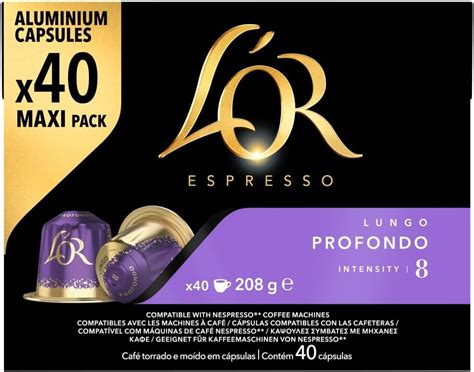 L OR Espresso Lungo Profondo Coffee Pods X40 Intensity 8 Pack Of 1