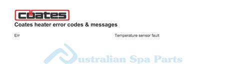 Spa Hot Tub Error Messages Error Codes Topside Touchpad Control Panel Fault