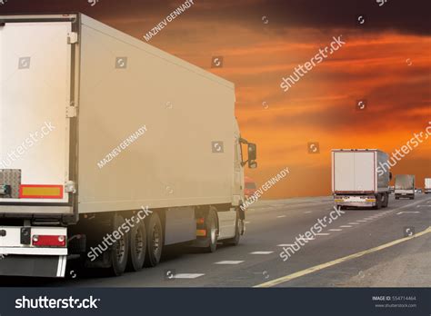 Container On Big Highway Transport Loads Stock Photo 554714464