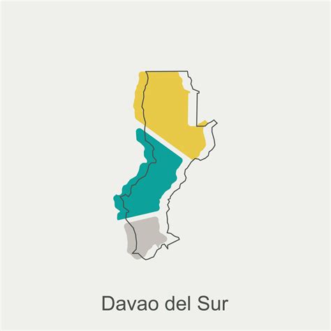 Vector Mapa De Davao Del Sur Moderno Describir Alto Detallado Vector Filipinas Mapa Ilustración