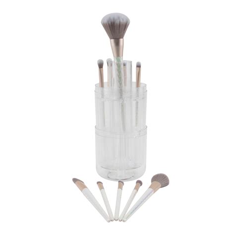 10 Piece Makeup Brush Set For Eyes And Face With Pop Up Brush Container Candie Couture Brand