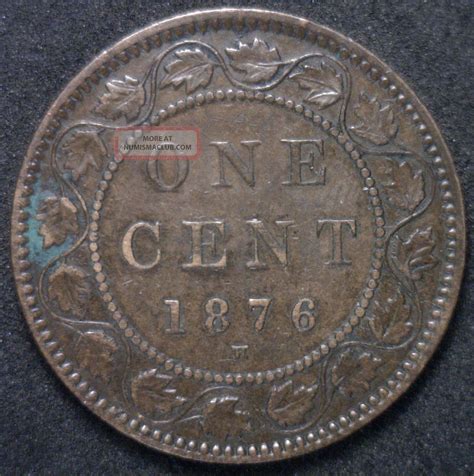 1876 H Canadian Large Cent Copper Coin One Cent F1