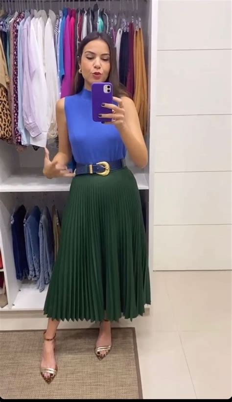 Pin De Albert Dock Em Emerald Green Zara Pleated Skirt Looks Looks