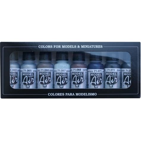 Vallejo Model Air Basic Metallic Colors Set 8 Colors 17ml 71176