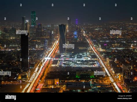 Night panorama of downtown of Riyadh city, Al Riyadh, Saudi Arabia ...