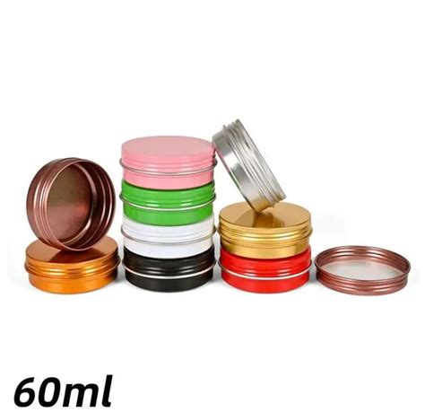 Oz Ml G Multi Colored Round Aluminum Cans Screw Lid Metal Tins