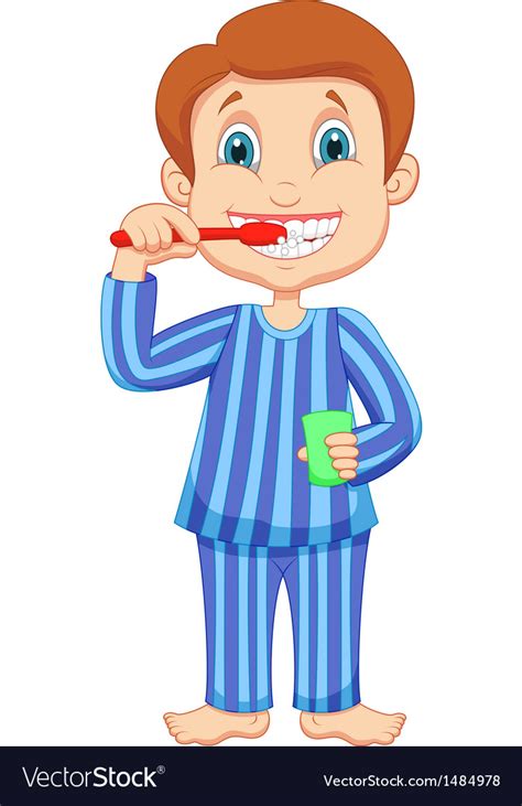 Cartoon Picture Of A Boy Brushing His Teeth - Teeth Poster