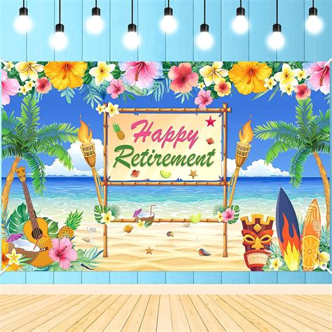 Amazon Hawaiian Retirement Banner Aloha Beach Themed Retirement