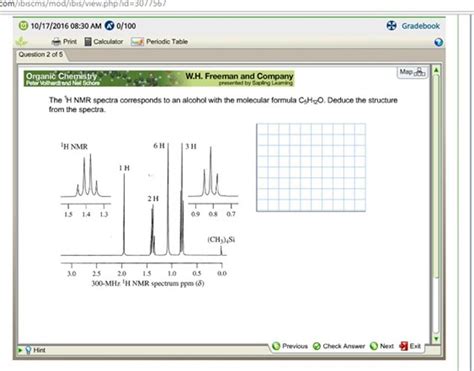 The H Nmr Spectra Corresponds To An Alcohol With The Molecular Formula