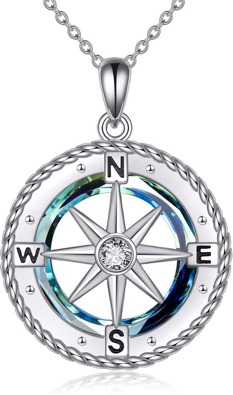 Amazon VONALA Compass Necklace For Women Sterling Silver Nautical