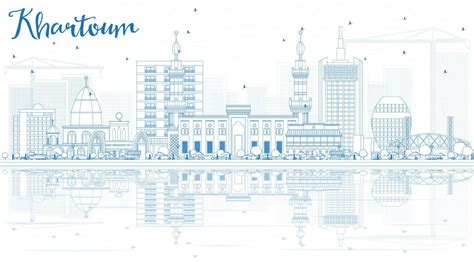 Outline Khartoum Skyline with Blue Buildings and Reflections. 16411617 ...