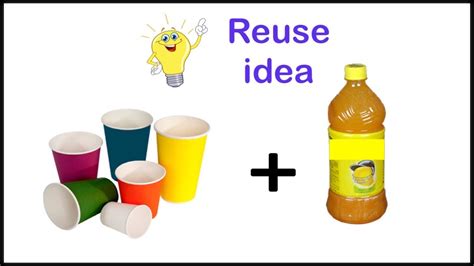 Diy Reuse Of Paper Cup And Plastic Bottle Best Out Of Waste Youtube