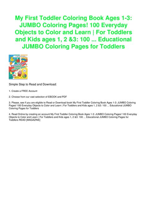 PPT - (PDF/DOWNLOAD) My First Toddler Coloring Book Ages 1-3: JUMBO ...