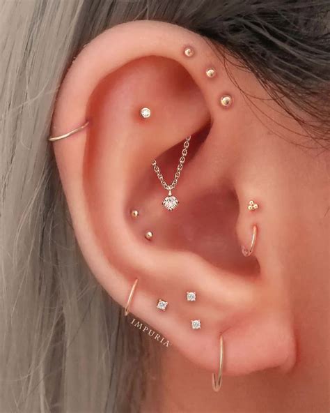 Absolute Hidden Helix Crystal Chain Drop Ear Piercing Earring Stud