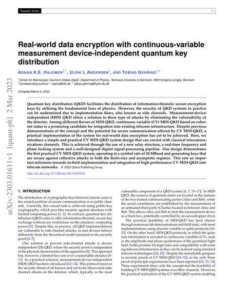 PDF Real World Data Encryption With Continuous Variable Measurement