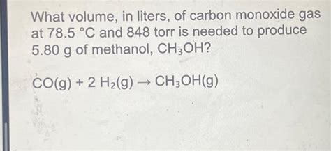 Solved What Volume In Liters Of Carbon Monoxide Gas At Chegg