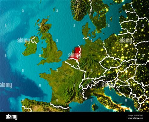 Niederlande Am Morgen Auf Dem Planeten Erde Rot Hervorgehoben Mit